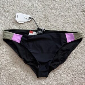 prAna Women Tulum Bikini Bottom Black Color Block‎ Sz XL MSRP$60